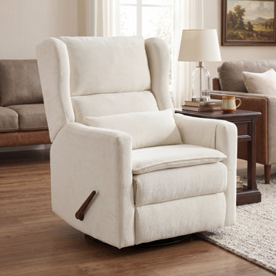 Manual Recliner With An Adjustable Headrest And Rocking Function，White