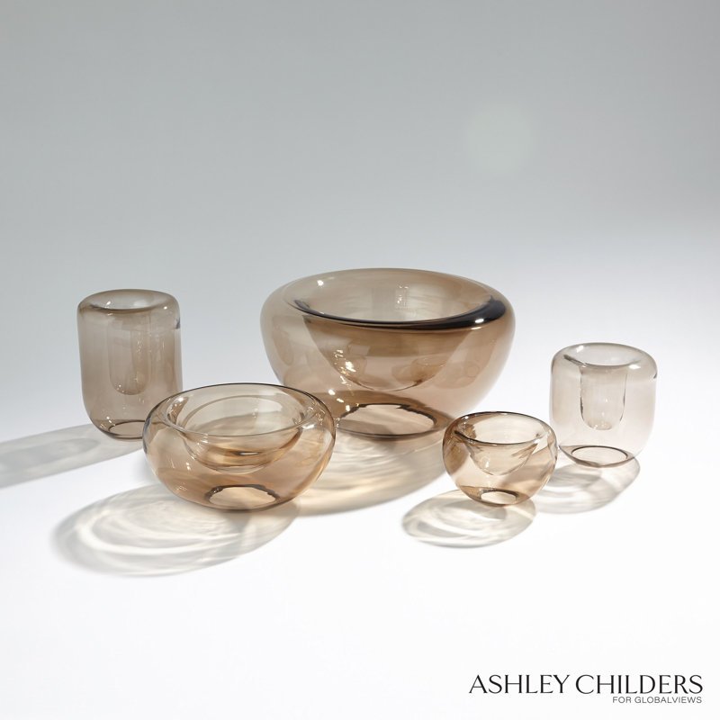 Double Take Vase-Light Topaz-Short, 8" H x 5.75" W x 5.75" D