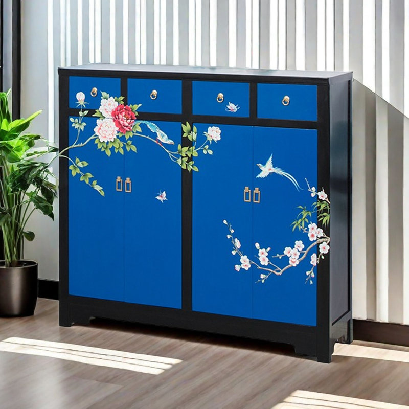 Modern New Chinese Painted Shoe Cabinet 12 Pair Solid Wood Shoe Storage Cabinet