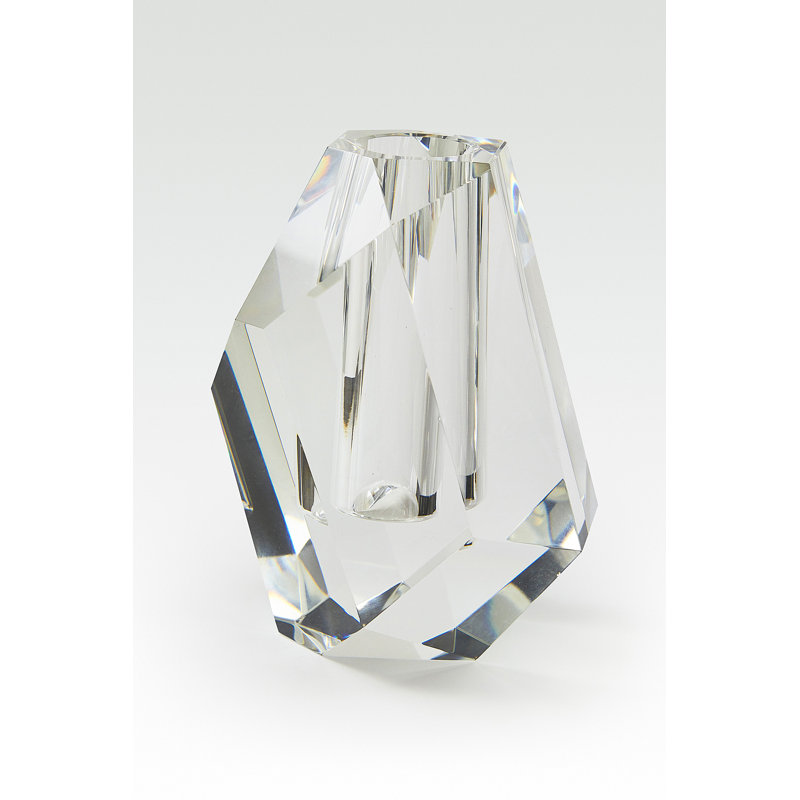 Crystal Glass Table Vase, 5.5" H x 4.5" W x 3.2" D