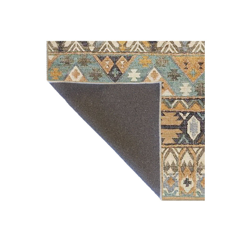 Tapis décoratif bleu lavable à la machine, Sous-tapis carré 3 pi 3 po inclus
