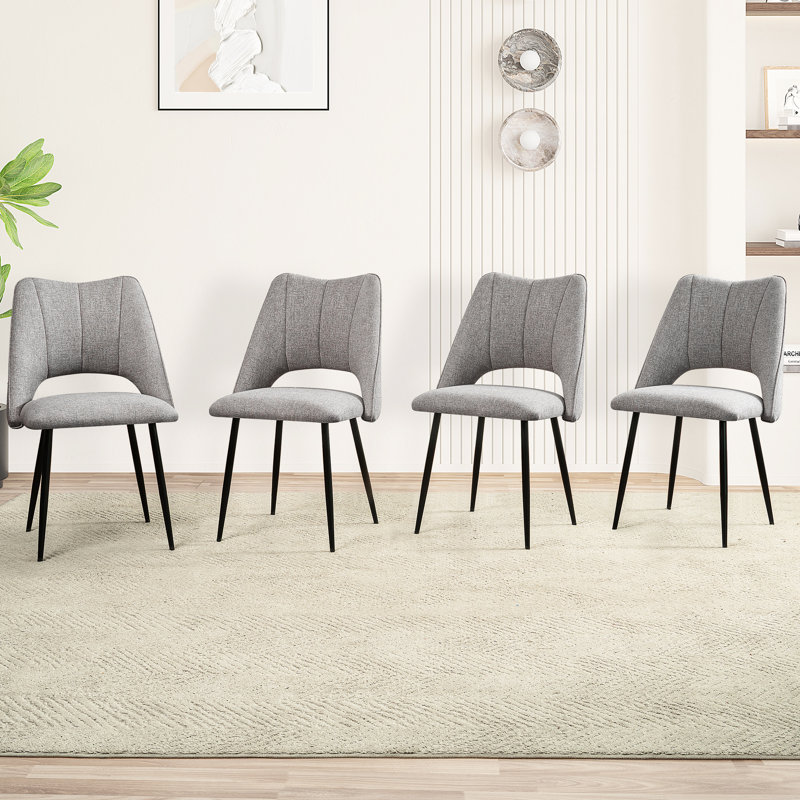 4 chaises de salle à manger grises souples avec des pieds en mousse à haute rebond et des pieds réglables, idéales pour la cuisine, 4 chaises grises, coussins, pieds, pieds, cuisine, sessions