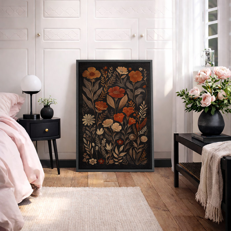 «Vibrant Wildflower Dark Moody Wildflower», art mural encadré, impression numérique sur toile, impression numérique sur toile