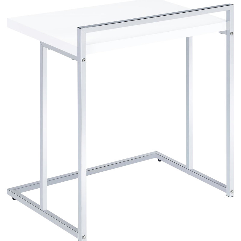 Table à collation rectangulaire blanche ultrabrillante avec pieds en métal pour une décoration élégante et élégante