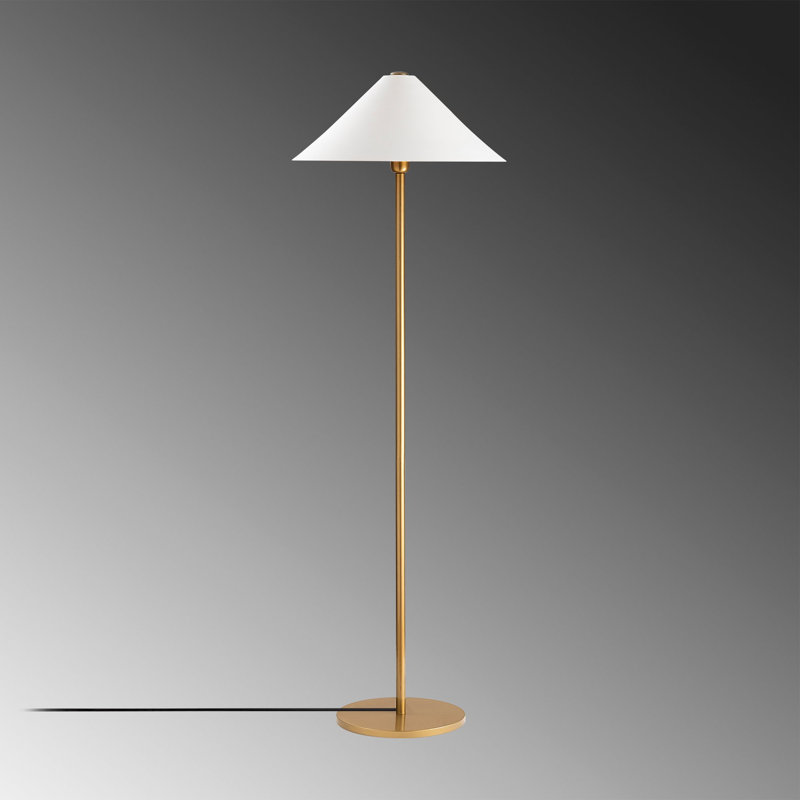 Modern Floor Lamp with Metal Body, Gold Finish, 18.1 x 18.1 x 59.1 Inches | E27 Socket, Max 40W | Base Plate 12.2 x 12.2 x 0.8 Inches | 6.6 ft Cable | Elegant Lighting for Home, Hotel, & Scandinavian Decor