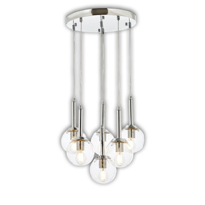 6 Lights Metal Body Globe Cluster Pendant With Glass Cap