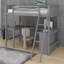 Lit mezzanine simple en bois avec bureau et tablettes-949843633