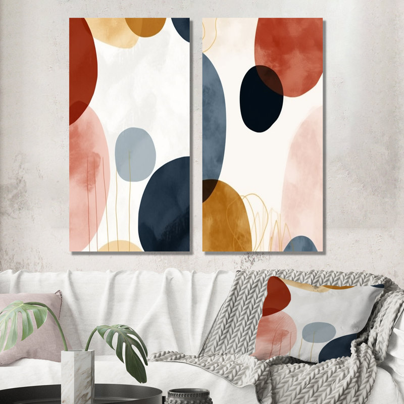 «Beige Minimal Boho», ensemble de 2 reproductions d'art sur toile, Toile tendue, H 28 po x l 25 po