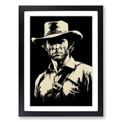 Clint Eastwood Line - Single Picture Frame Print on Wood