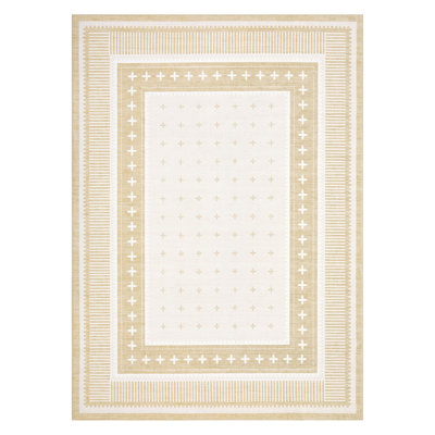 Modern Bordered Machine Washable Area Rug