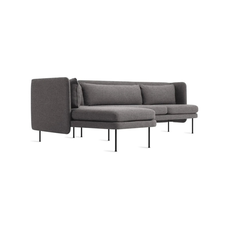 Bloke Upholstered L-Shaped Sectional, Left Hand Facing, Gabro Gray Wool Blend