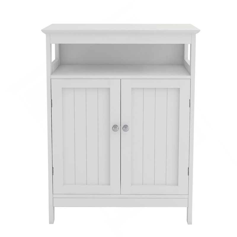 Bathroom Standing Storage With Double Shutter Doors Cabinet-White