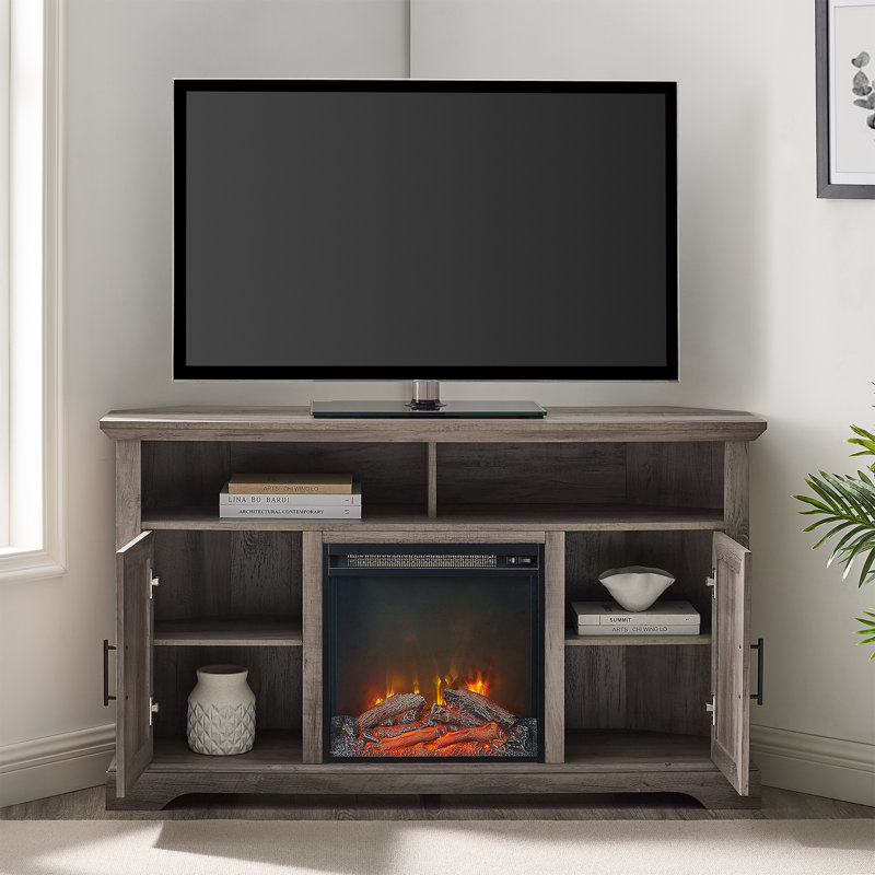Yolanda 54" TV Stand with Electric Fireplace, Gray Wash