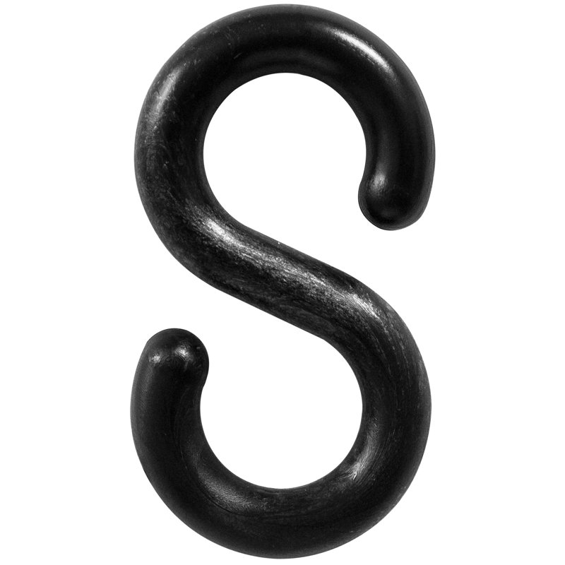 Crochet en plastique en S, H 1,47 po x l 0,73 po x P 0,17 po, Noir