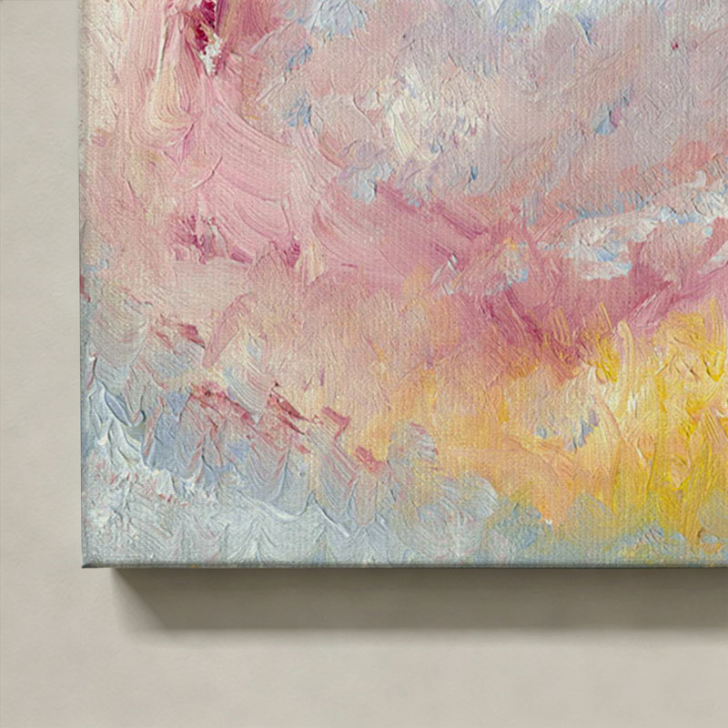 Tableau abstrait sur toile « Halo pastel », H 14 po x l 11 po, Walnut Frame
