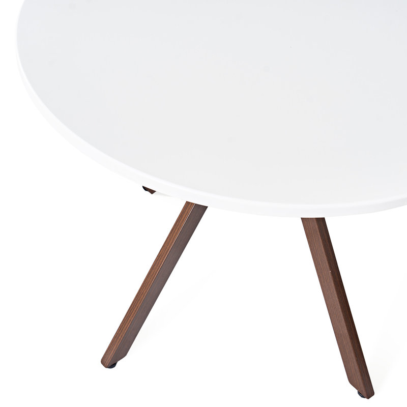 Breshia 39.4" Pedestal Dining Table, White Top/Walnut Base