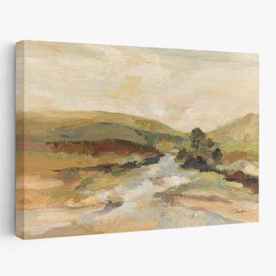 Valley River - Abstract Beige Brown Green Art