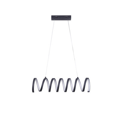 Suspension moderne à DEL intégrée, boucle spirale noire mate, avec fil de suspension réglable