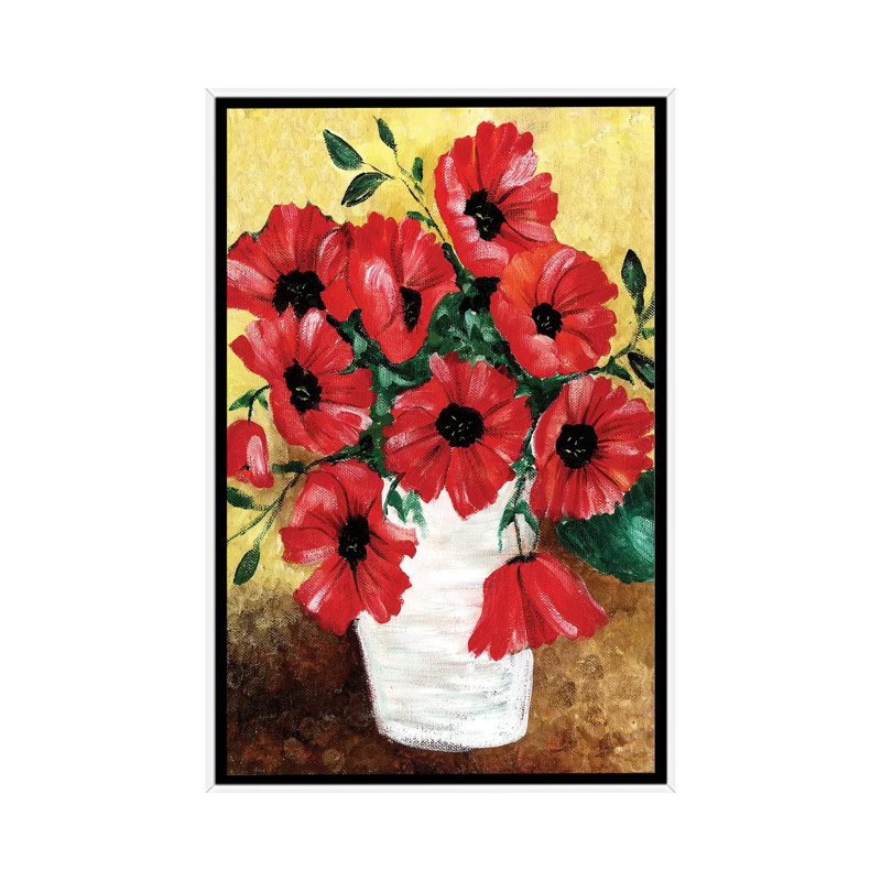« Big Red Poppies » par Cheryl Bartolo-impression d’art graphique, Pas de tapis, H 26 po x l 18 po x 1,5 po