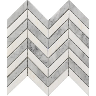 Chevron Wh & Gr Marble Polished