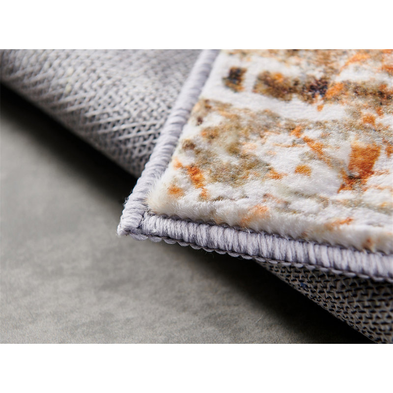 Collection Abstract Design Turquoise Gray Rust Machine Washable Super Soft Area Rug, Rectangle 4' x 6'