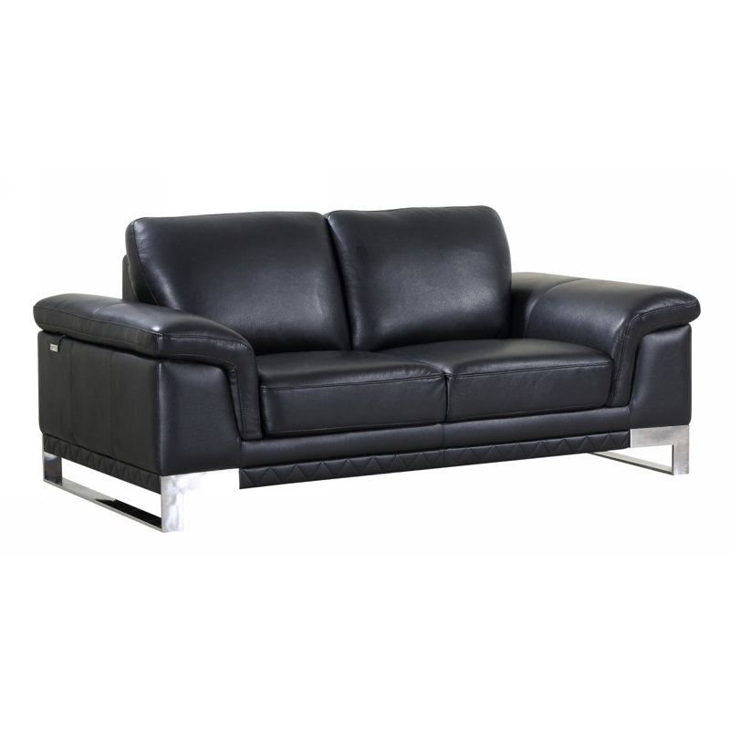 Causeuse en cuir véritable 73 po Dason, Similicuir gris anthracite