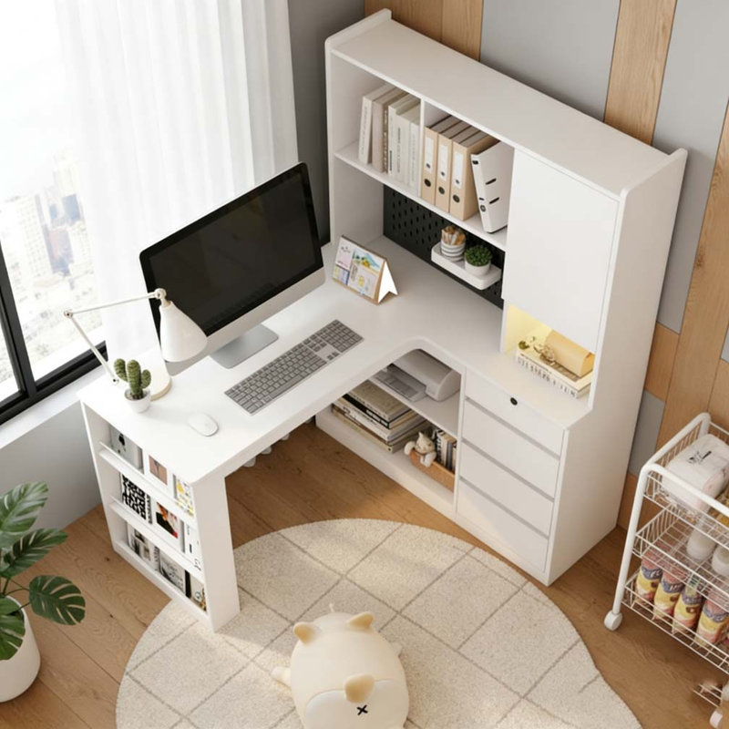 Bureau en L, Blanc 3