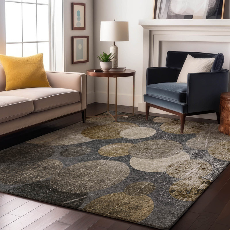Tapis brun Cerrito AMF556 lavable à la machine de qualité supérieure, Rectangle 9 pi x 12 pi