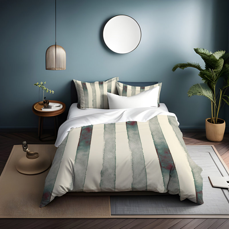 Striped Duvet Cover, King Duvet Cover + 2 King Shams