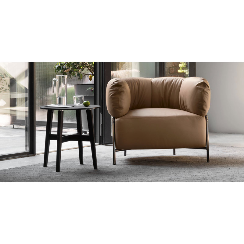 Abrey Round End Table with Wooden Base