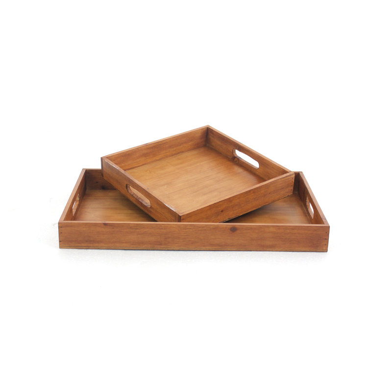 Ensemble de plateau de table basse en bois 2 pièces Grosvenor