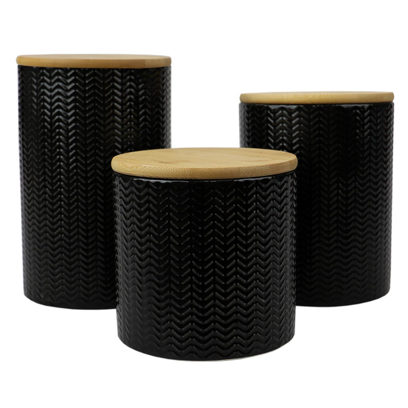 Ceramic / Porcelain Canister - Set of 3, Black