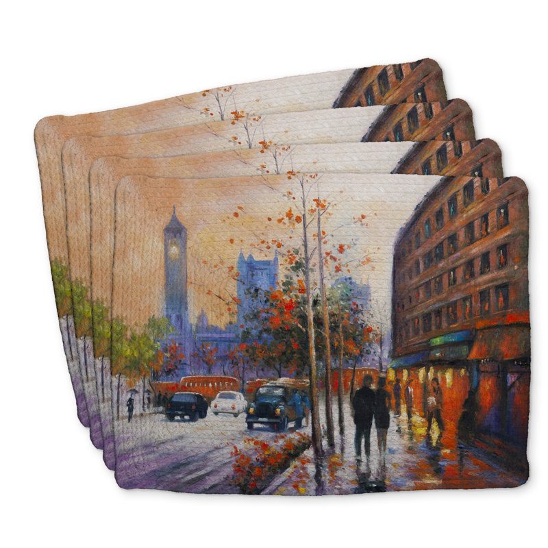 Ensemble de napperons en polyester tressé City par Fall | Décoration intérieure