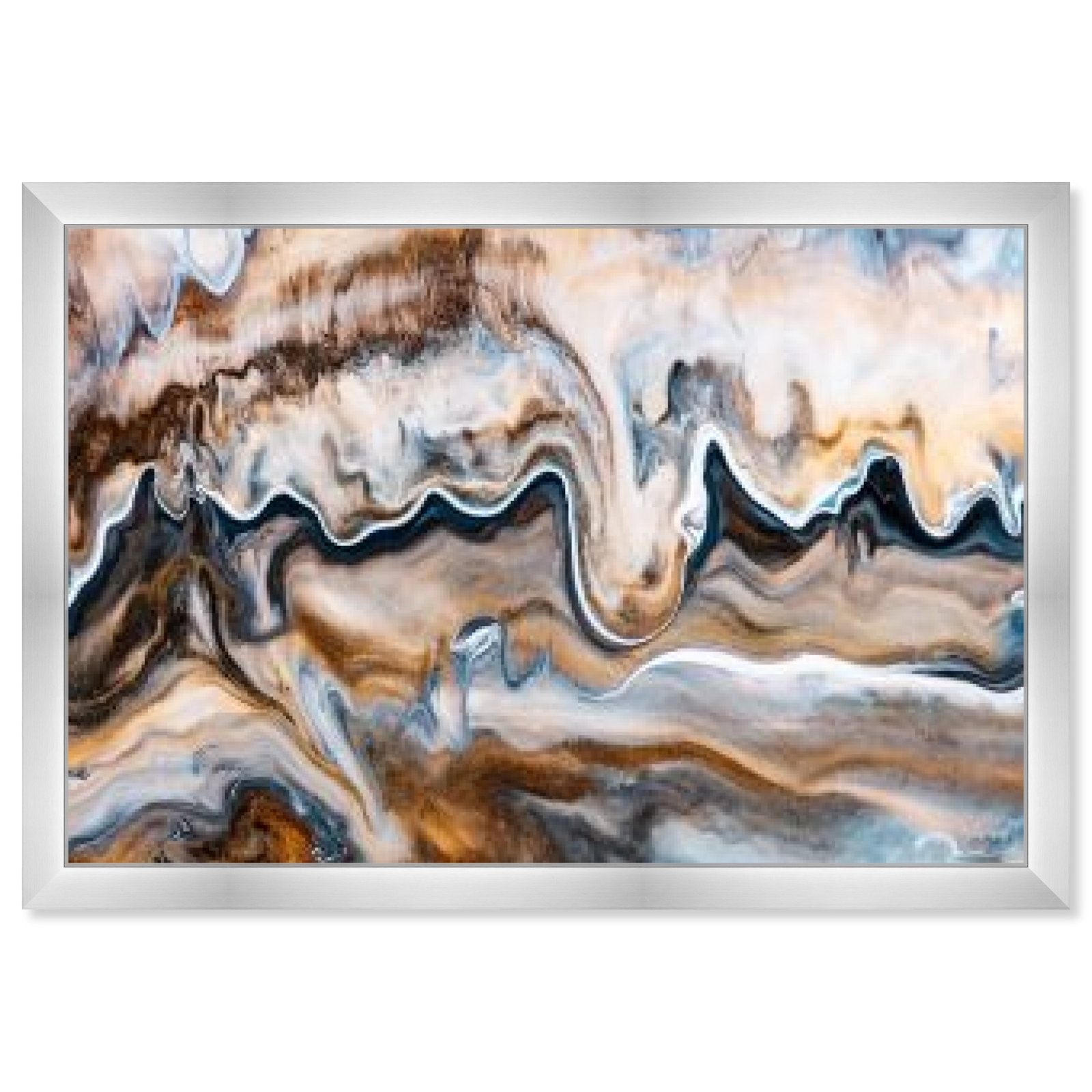Copper and Blues Painting by Oliver Gal, 26" H x 38" W x 0.5" D, Silver