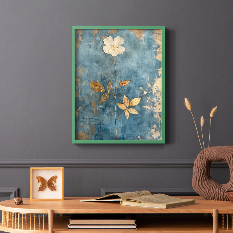 FLORAL Series XLIV - reproduction encadrée de qualité supérieure - prête à être accrochée - aucun clou requis, Vert