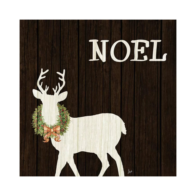 Cerf en bois avec couronne I par Andi Metz-impression, Pas de tapis, Toile tendue, H 12 po x l 12 po x P 0,75 po
