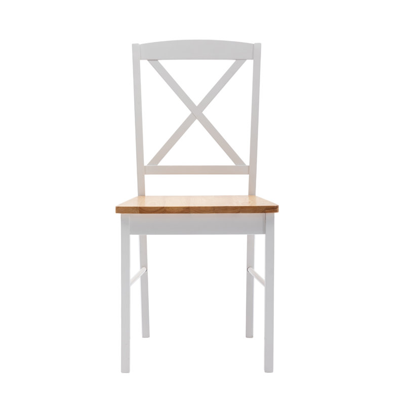 Rustic Classic Wooden Dining Chair Set With Ergonomic Design, Brown/White