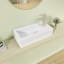 Petit lavabo de salle de bain mural en céramique 14,56 "x P 7,63" avec lavabo vasque flottant rectangulaire blanc avec trou pour le robinet à droite