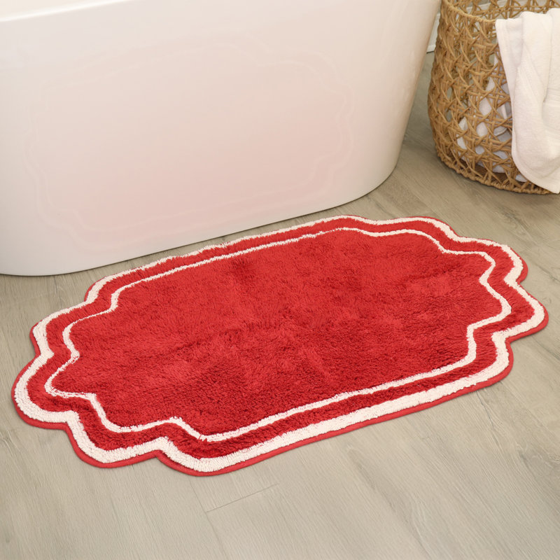 Tapis pour salle de bain Dobrinka, Rouge, 21 po x 34 po (rectangulaire)