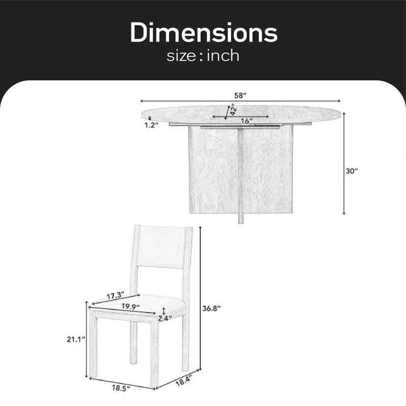 Ensemble repas L 58 po Ajete, Gris