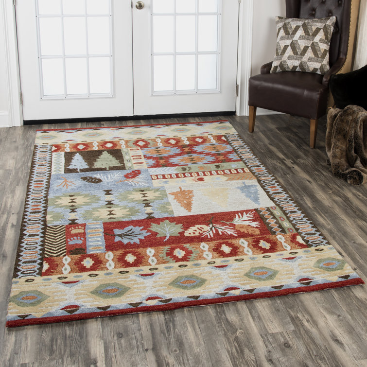 Tapis rouge en laine touffeté à la main Pouliot