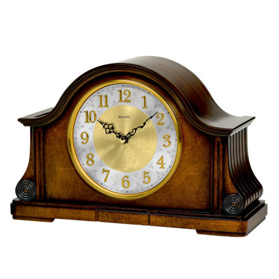 Modern & Contemporary Analog Alder Solid Wood Tabletop Clock in Old World Walnut