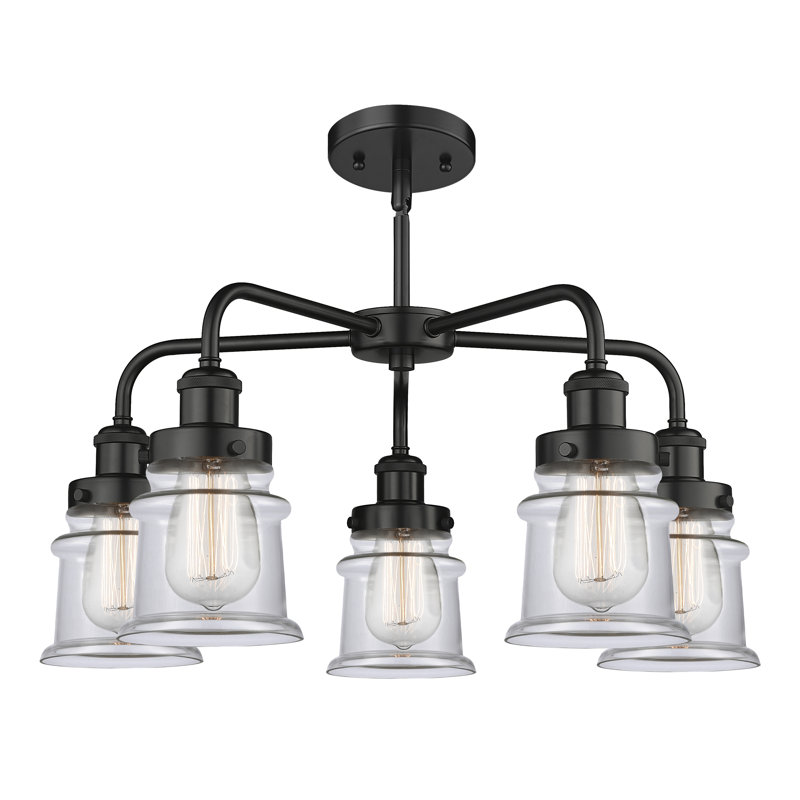 Alvi 5 - Light Glass Dimmable Chandelier, Clear, Matte Black