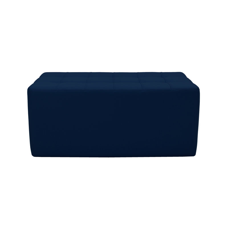 Faux Leather Ottoman, Navy Faux Leather