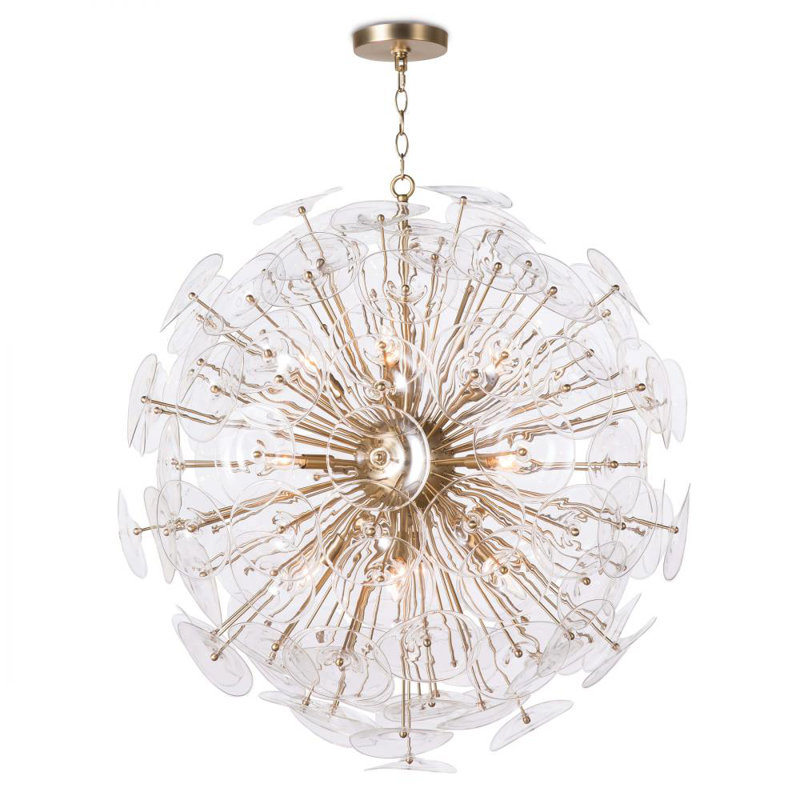 Grand lustre en verre coquelicot