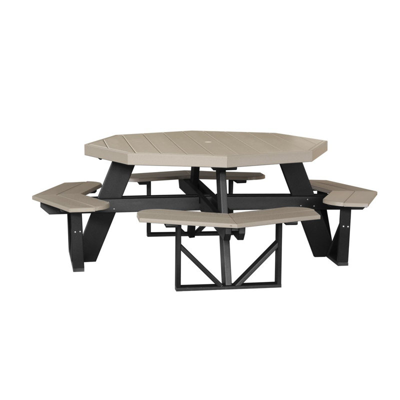 Table de pique-nique Hesiodos, Noir, Bois vieilli