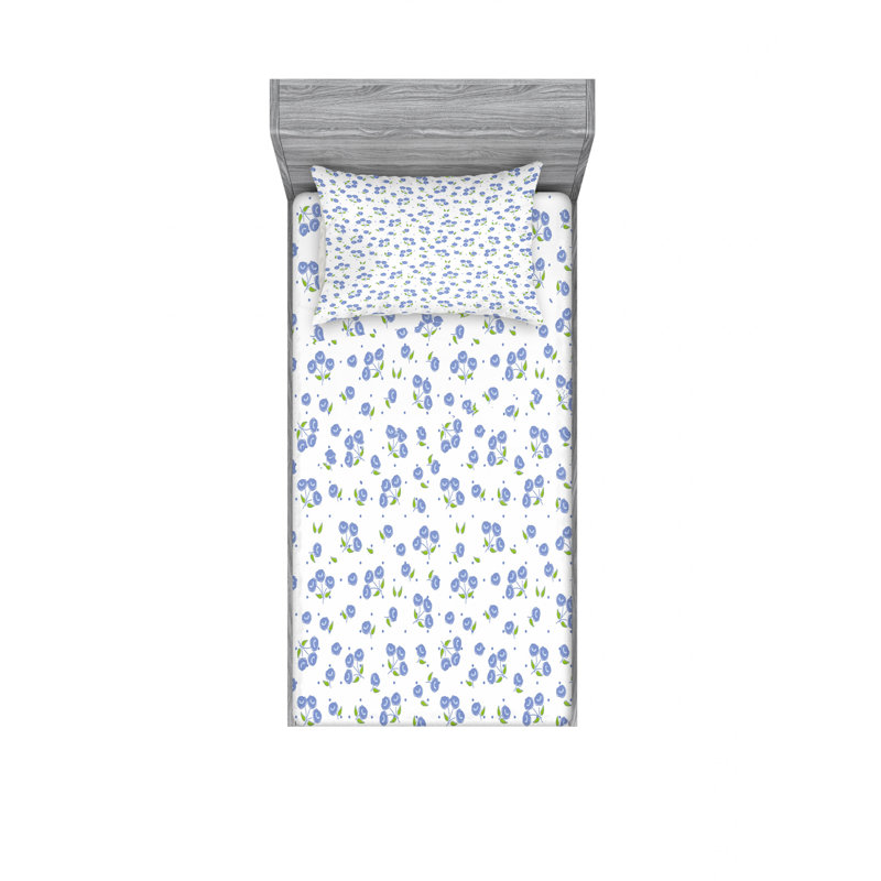 Microfiber Polka Dots Sheet Set, Twin XL Sheet Set with Fitted Sheet, Floral
