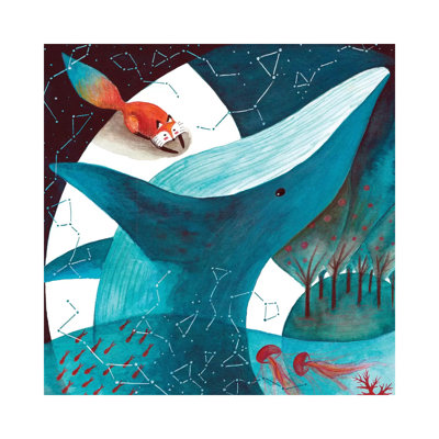 Fox And Whale III by The Cosmic Whale - Wrapped Canvas Gallery-Wrapped Canvas Giclée