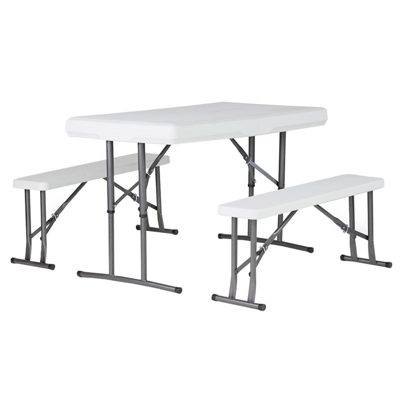  Table de pique-nique avec bancs pliables