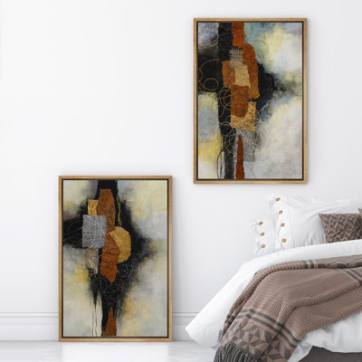 Art mural abstrait, ensemble de 2 reproductions d'art encadrées sur toile